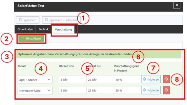 Verschattung der Solarfläche